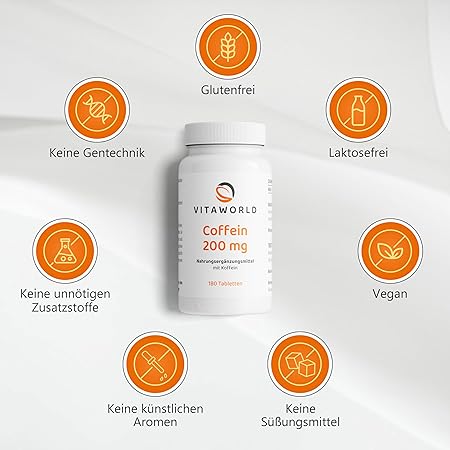 Vitaworld Caffeine Tablets 200 mg | 180 Vegan Tablets | Focus & Energy - Image 4