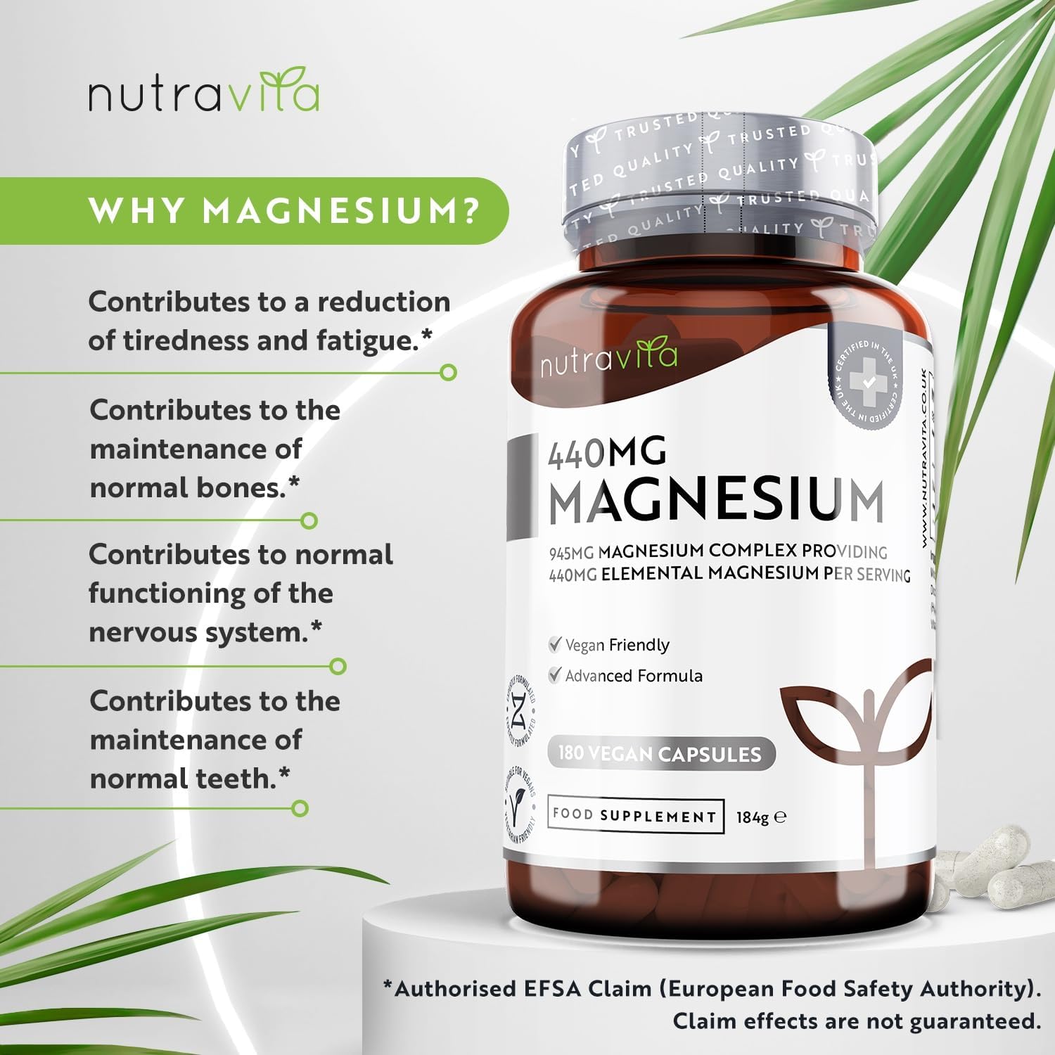 Nutravita, Magnesium Citrate, 180 Capsules - Image 2