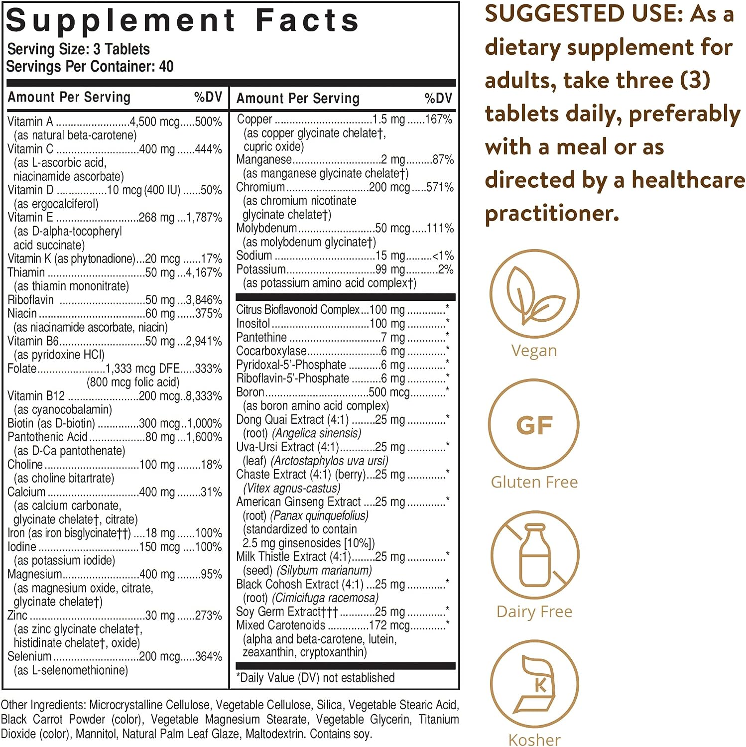 Solgar Female Multiple - Multivitamins and Multiminerals for Women, 120 Tablets - Image 2