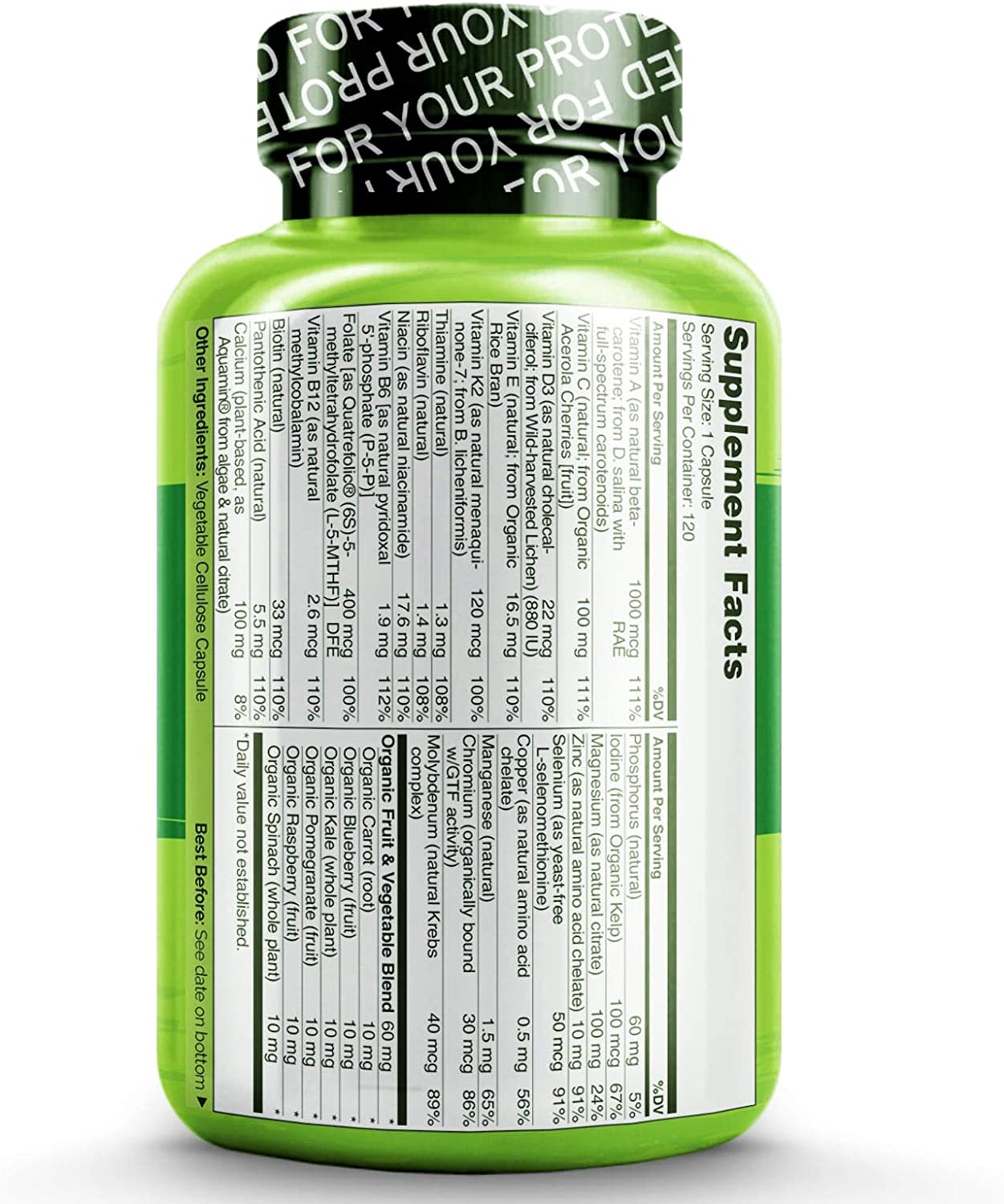 NATURELO, One Daily Multivitamin for Men, Ingredients