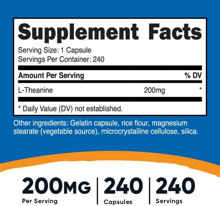 Nutricost, L-Theanine 200mg, Ingredients