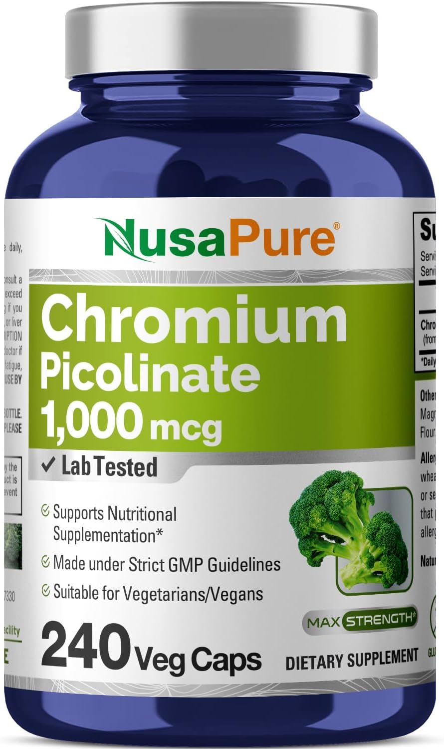 Nusapure Chromium Picolinate 1000mcg, 240Capsules