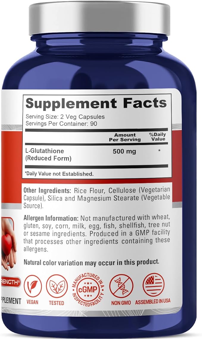 NusaPure Reduced Glutathione 500mg 180 Veggie Capsules