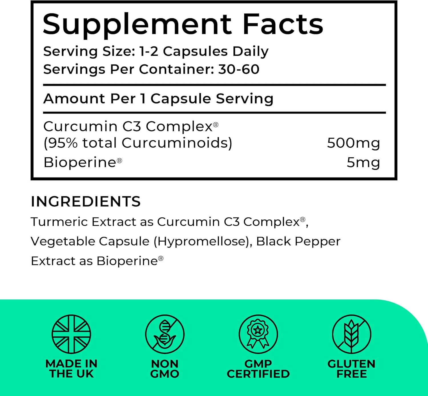 LLS Curcumin 95 Advanced 95% Curcuminoids 60 Capsules - Image 2