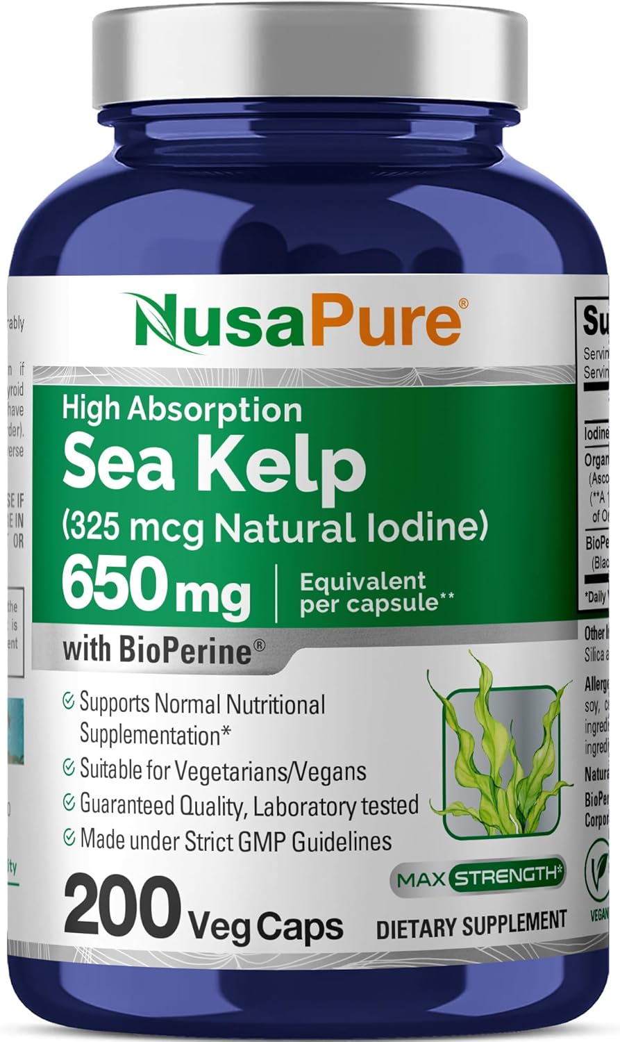 Nusapure Organic Sea Kelp 325 mcg 200 Capsules