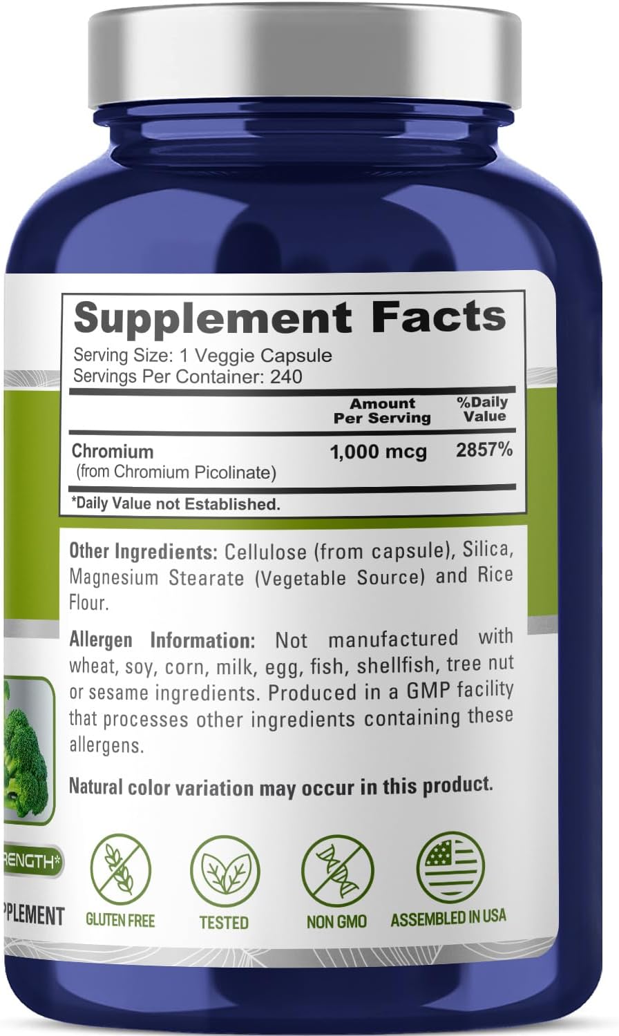 ingredients of Nusapure Chromium Picolinate 1000mcg, 240Capsules