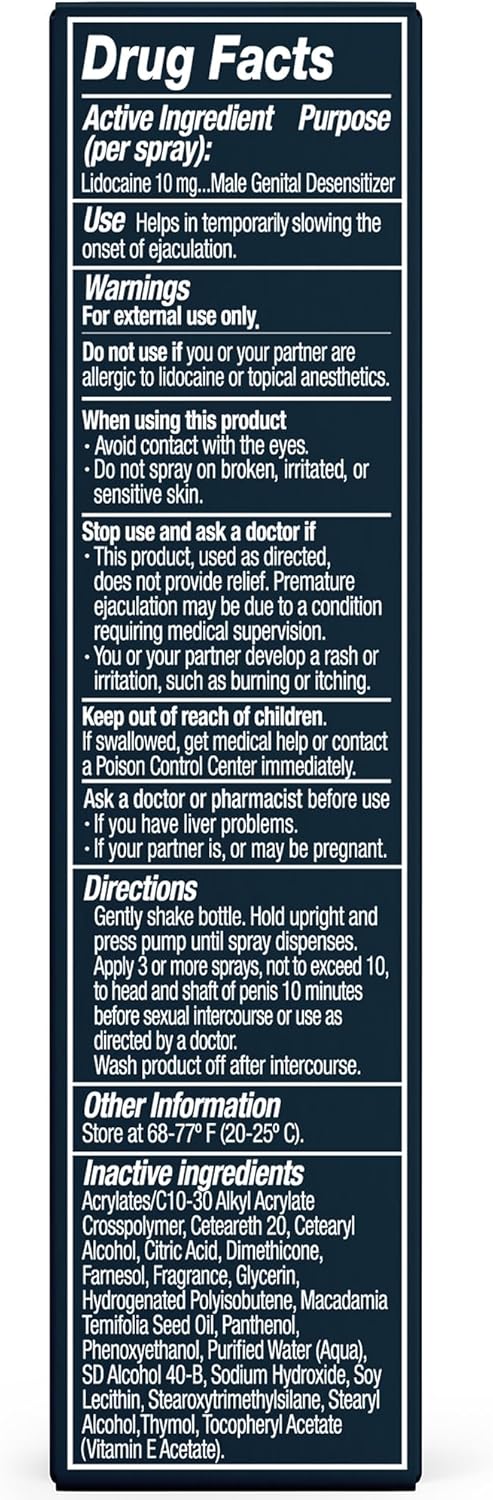 Promescent Desensitizing Delay Spray for Men 7.4ml, Ingredients