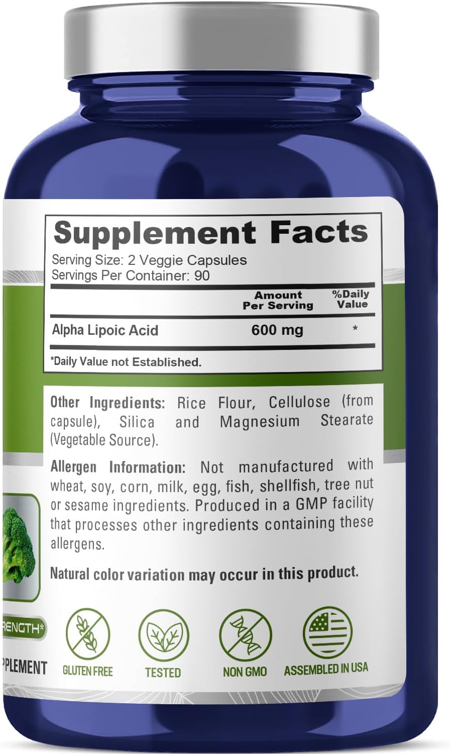 ingredients of Nusapure Alpha Lipoic Acid 600mg180 Capsules