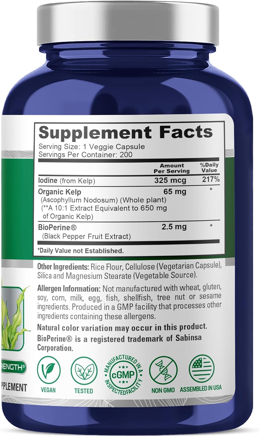 Nusapure Organic Sea Kelp 325 mcg 200 Capsules - Image 2