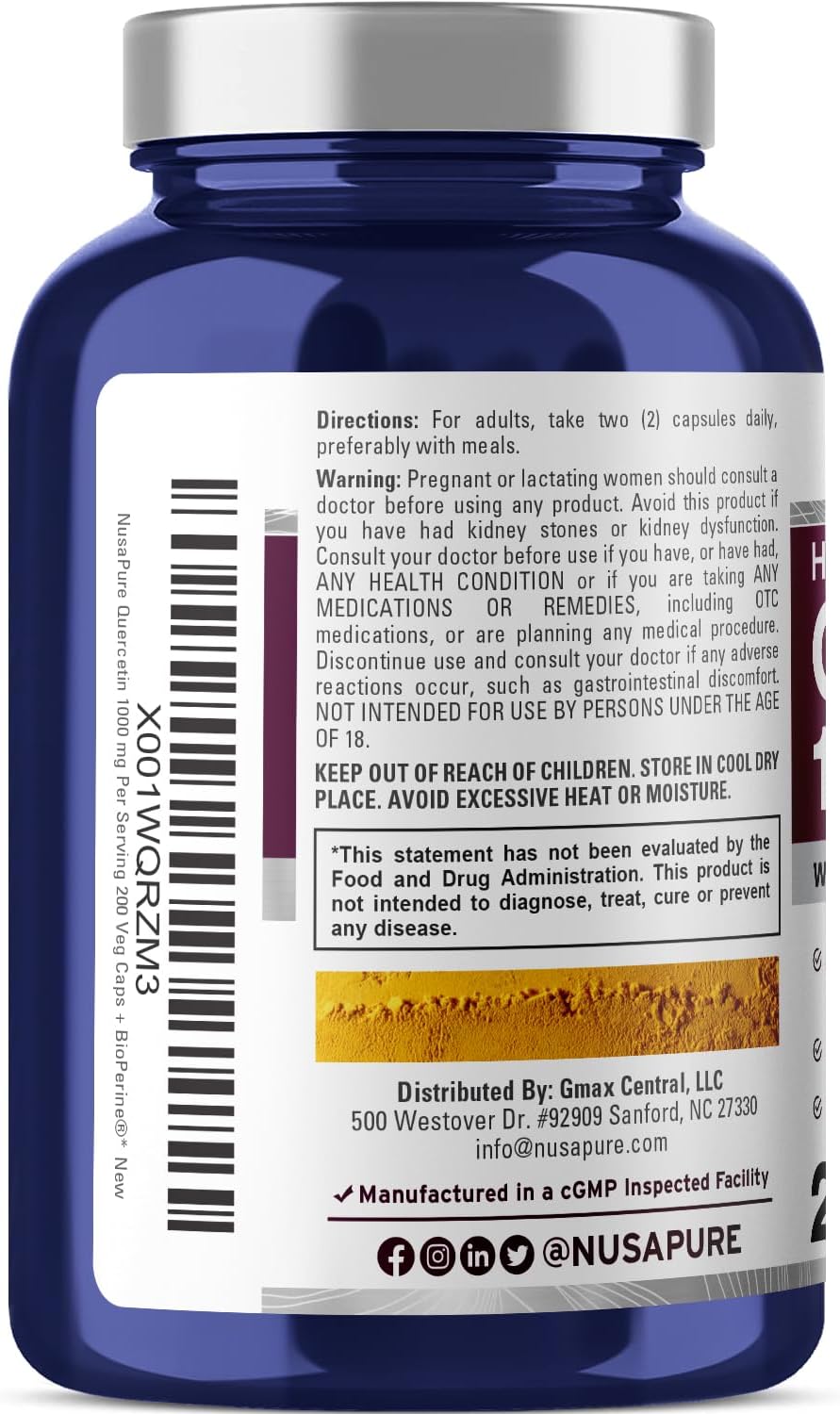 Nusapure Quercetin 1000 mg 200 Capsules - Image 3