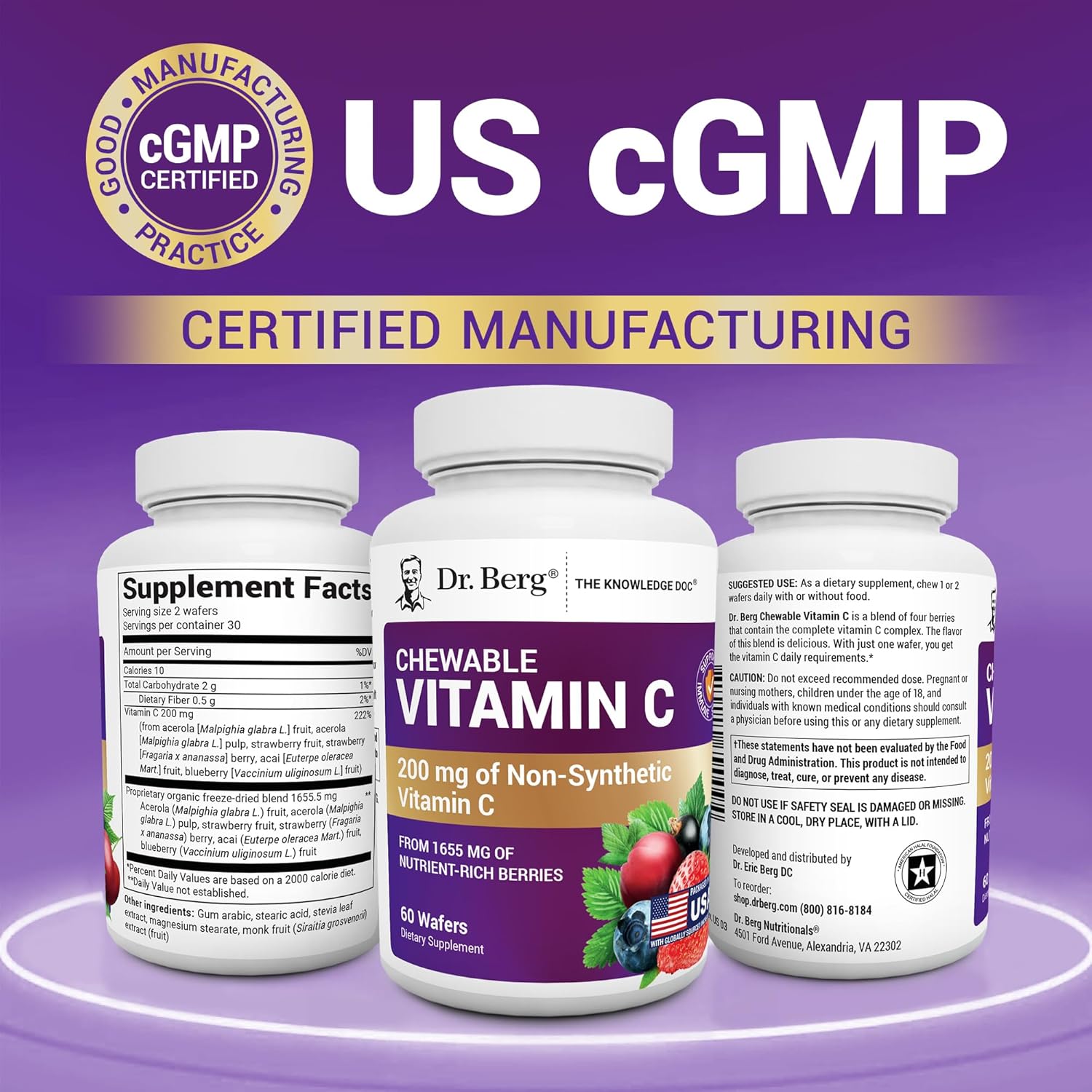 Dr. Berg Chewable Vitamin C Complex | Organic Berry Blend | 60 Wafers - Image 7