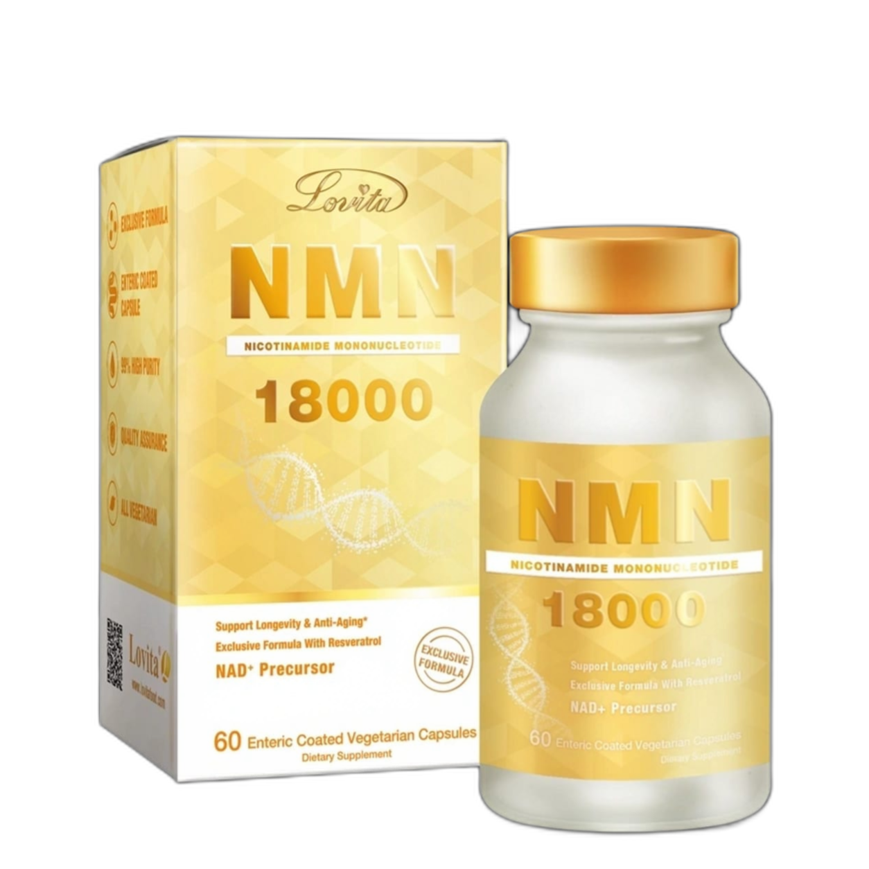 Lovita NMN 18000+ Anti-Aging Supplement with Resveratrol | 60 Capsules