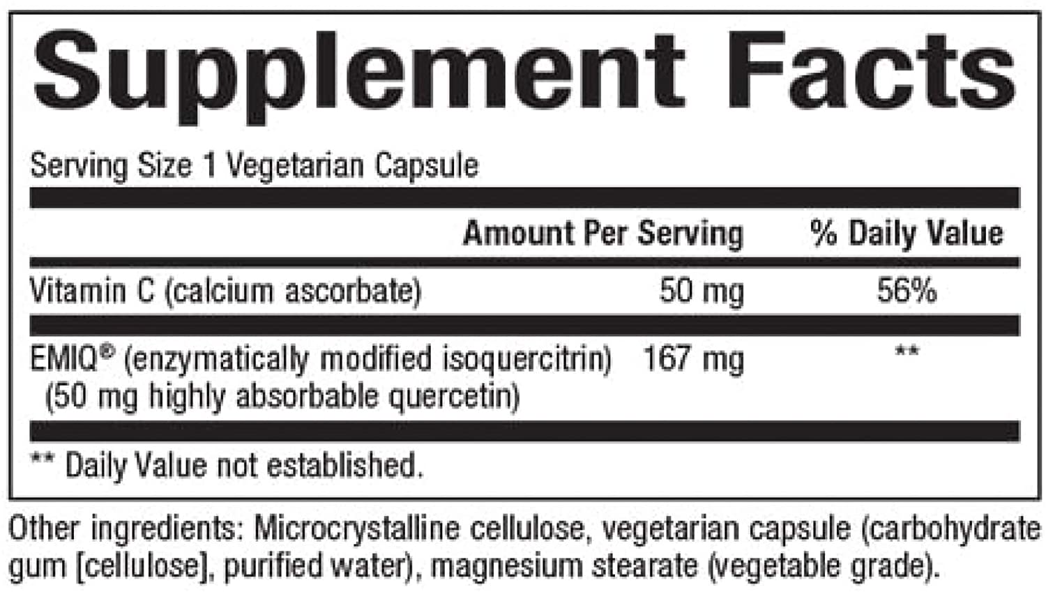 Natural Factors Bioactive Quercetin EMIQ, Ingredients