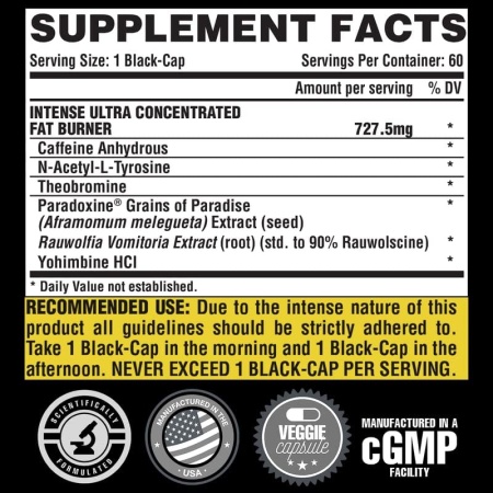 ingredients of Nutrex Research Lipo-6 Black Intense Ultra Concentrate | Intense Thermogenic Fat Burner