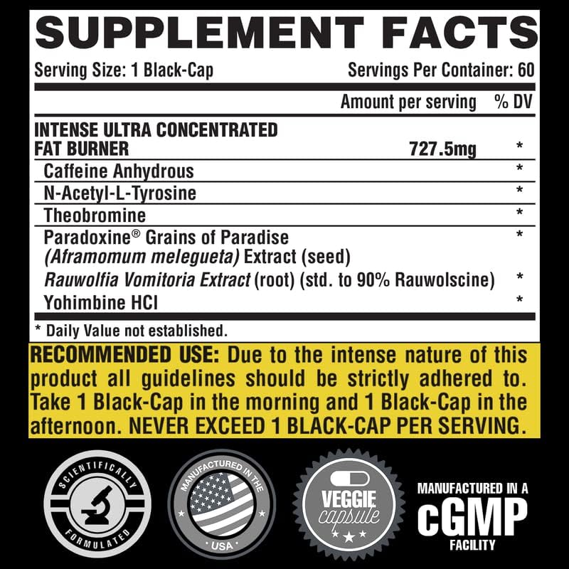 ingredients of Nutrex Research Lipo-6 Black Intense Ultra Concentrate | Intense Thermogenic Fat Burner