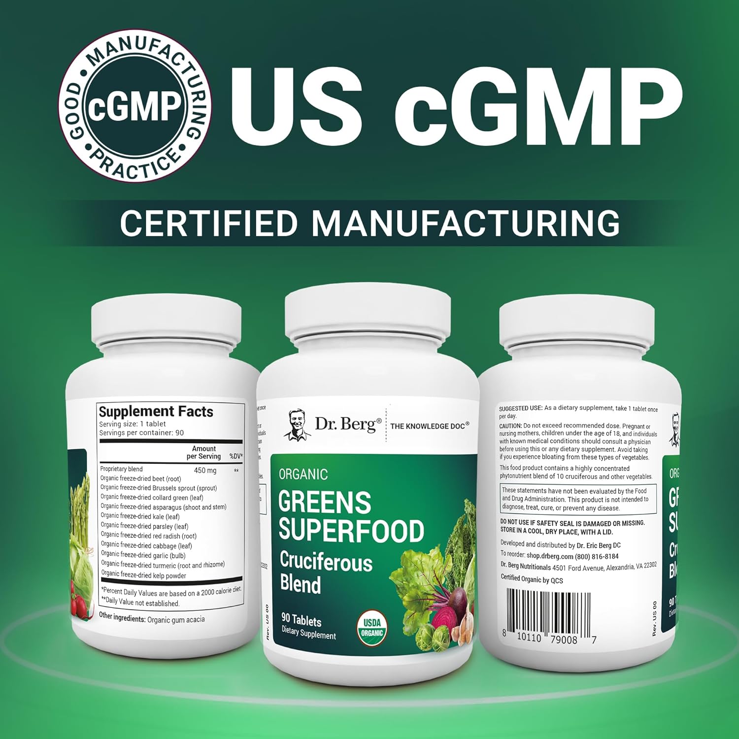 Dr. Berg Greens Superfood | Organic Cruciferous Vegetable - 90 Tablets - Image 3