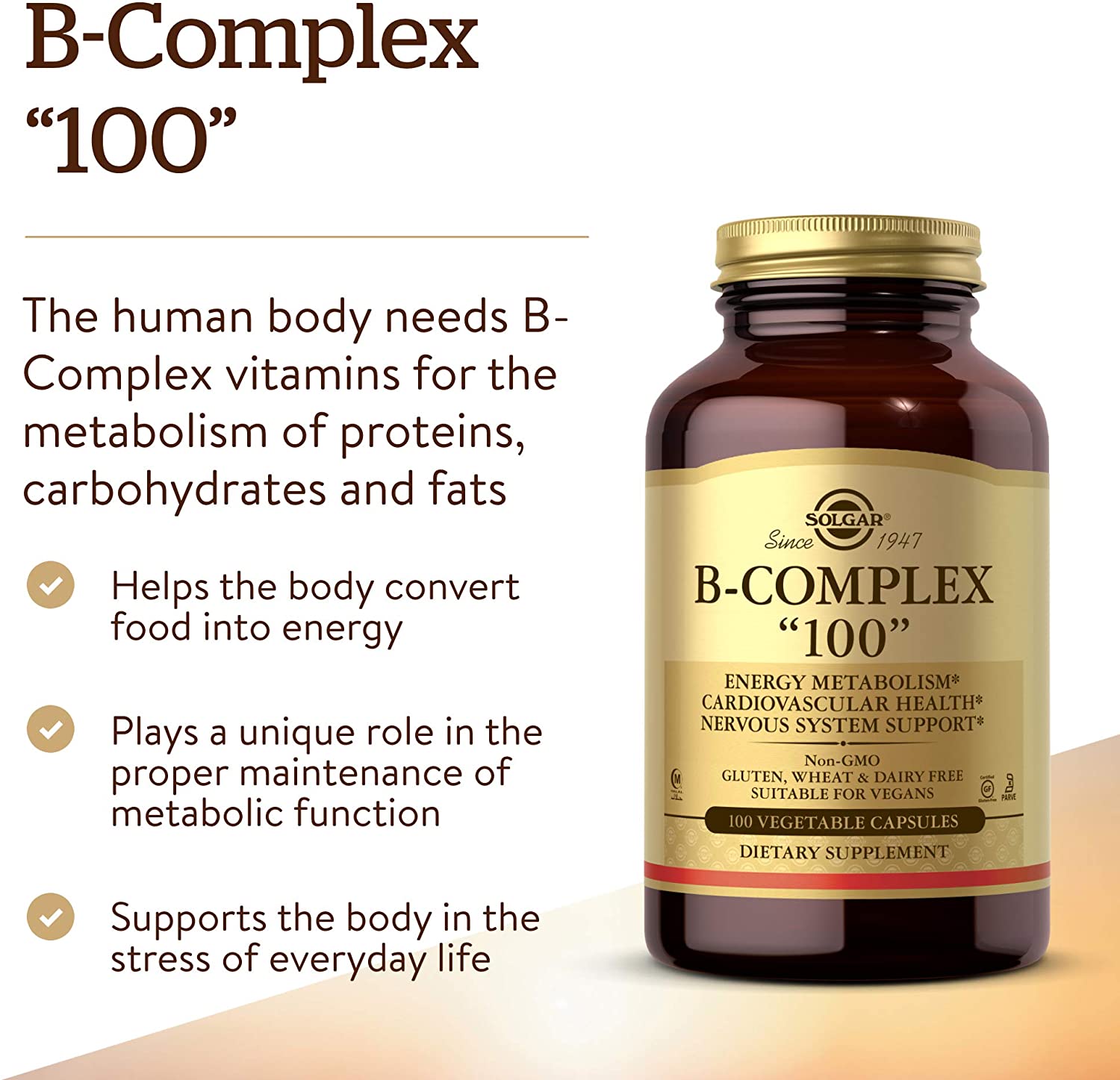 Solgar B-Complex “100” Energy & Nervous System Support, benefits
