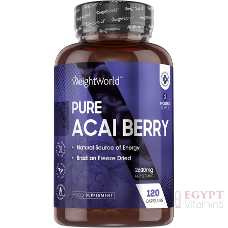 WeightWorld Pure Acai Berry Tablets - 2600mg Strength Servings - 120 Capsules (2 Month Supply), Natural Freeze Dried Acai Berries for Diet & Detox