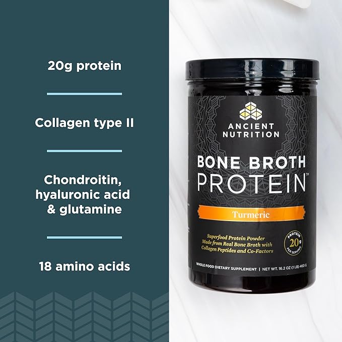 Ancient Nutrition Bone Broth Protein, Turmeric Flavor – 20 Servings - Image 3