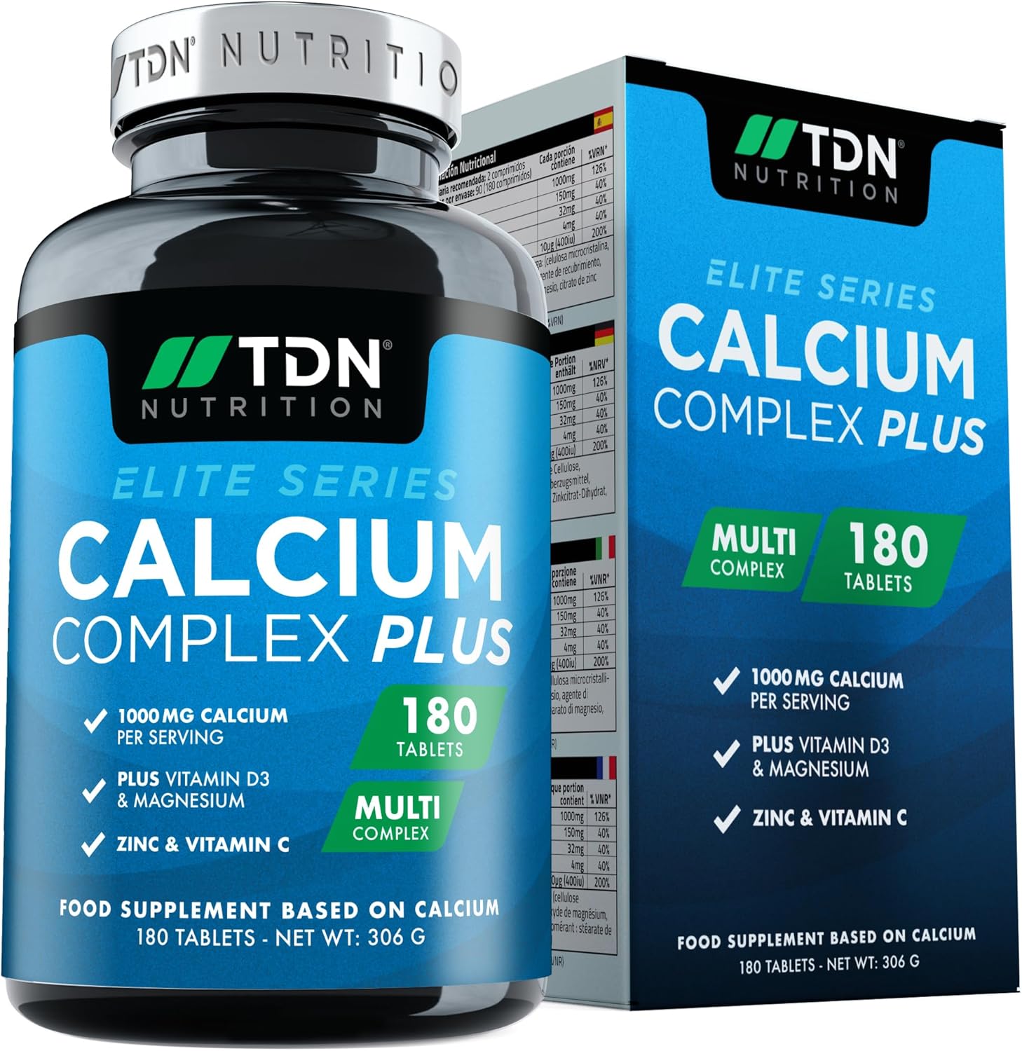 TDN Calcium and Vitamin D - High Strength 1000mg Calcium |180 Tablets