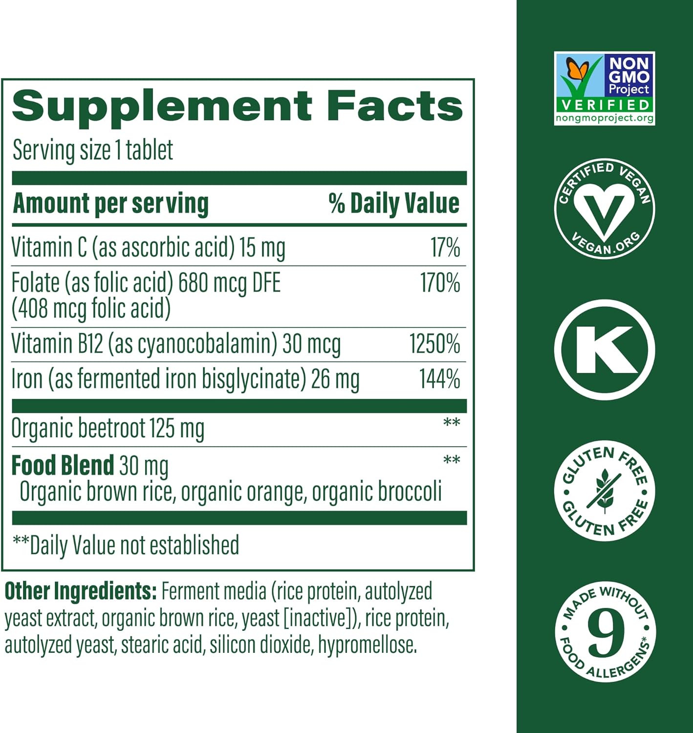 MegaFood, Blood Builder, Iron , without Nausea or Constipation |180 Tablets - Image 2