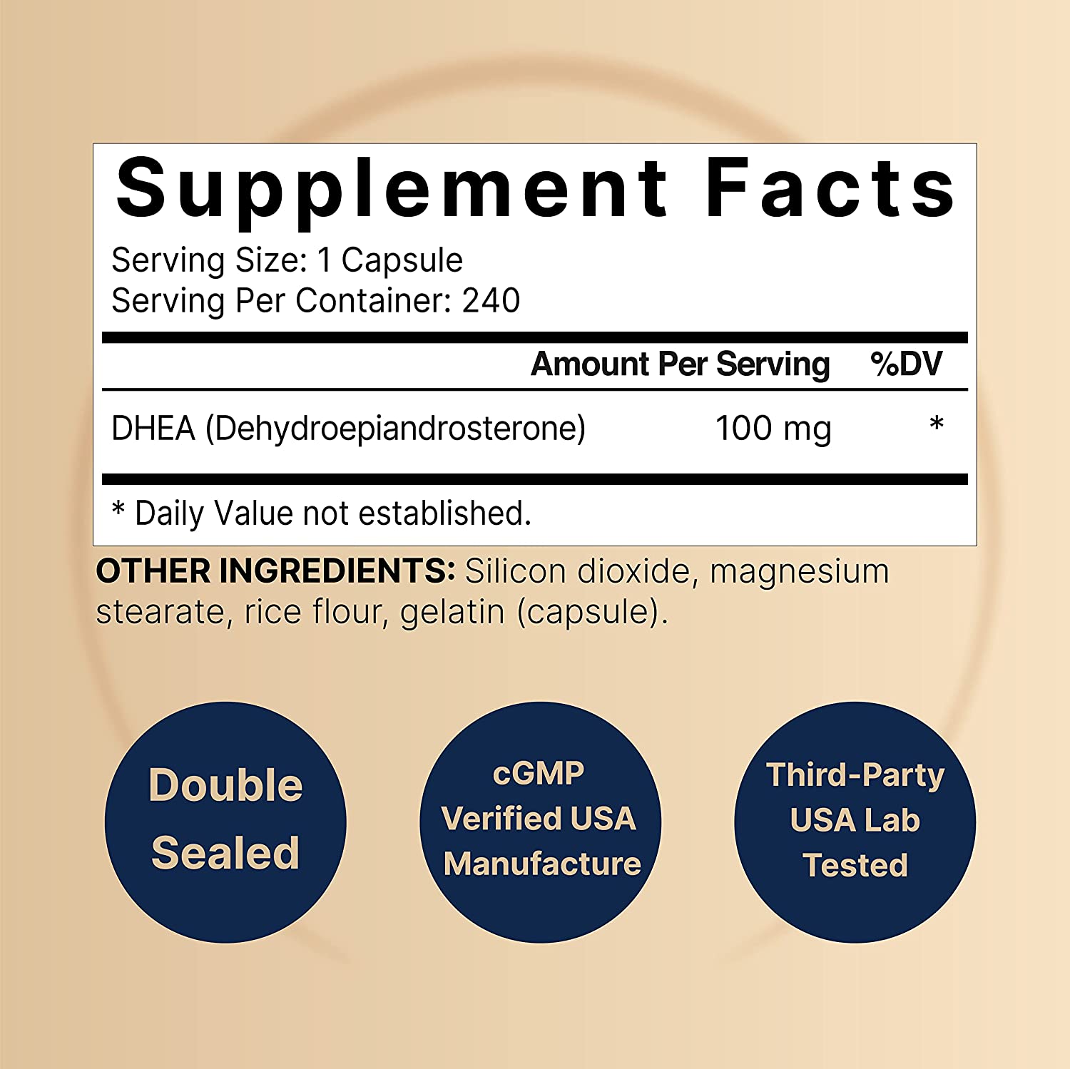 Naturebell Maximum Strength DHEA 100mg, Supports Energy Level, Metabolism, Stamina for Men and Women,240 Capsules