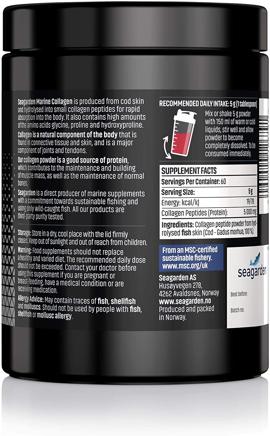 Seagarden, Norwegian Marine Collagen Powder, Ingredients
