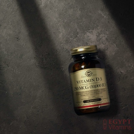 Solgar Vitamin D3 250 MCG (10,000 IU), Helps Maintain Healthy Bones & Teeth - Immune System Support ,120 Softgels فيتامين د3 ، 10000 وحدة دولية ، لتحسين صحة الجهاز المناعى ، ولصحة العظام والأسنان ، 120 جرعة