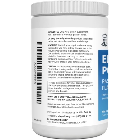 Dr. Berg Zero Sugar Hydration Keto Electrolyte Powder - Enhanced w 1,000mg of Potassium & Real Pink Himalayan Salt (NOT Table Salt) - Raspberry & Lemon Flavor Hydration Drink Supplement, 100 Servings
