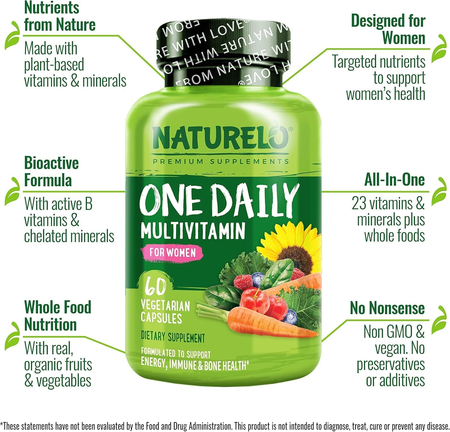 NATURELO One Daily Multivitamin for Women - Energy Support 60 Capsules - Image 5