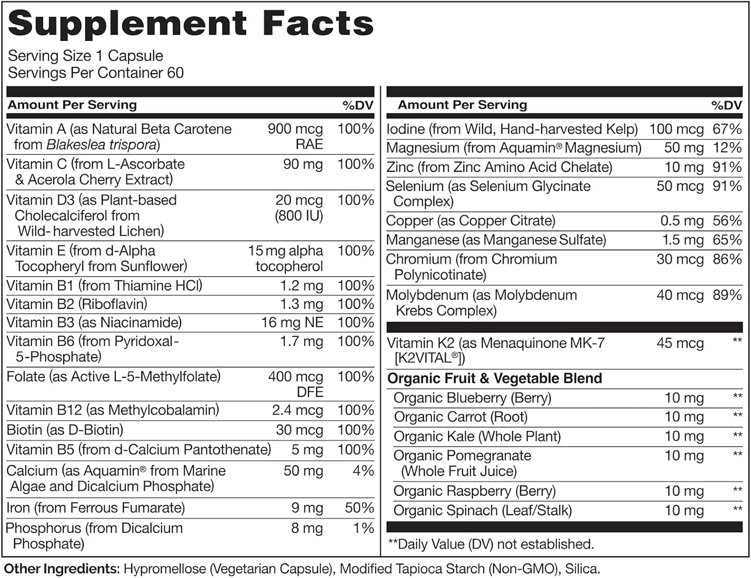 NATURELO One Daily Multivitamin for Women - Energy Support 60 Capsules - Image 2