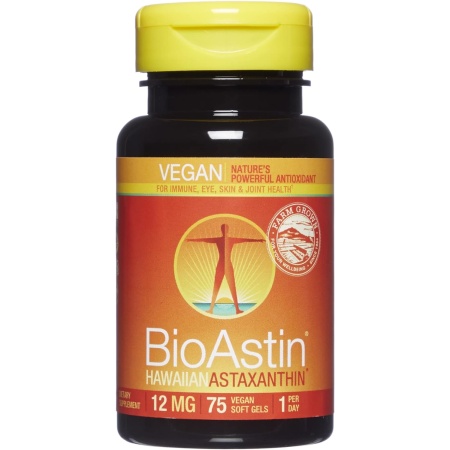 Nutrex BioAstin Hawaiian Astaxanthin 12 MG 75 Vegan Soft Gels - Nutrex Hawaii بيواستين ، استازانتين 12 مجم ، 75 سوفت جل نباتى