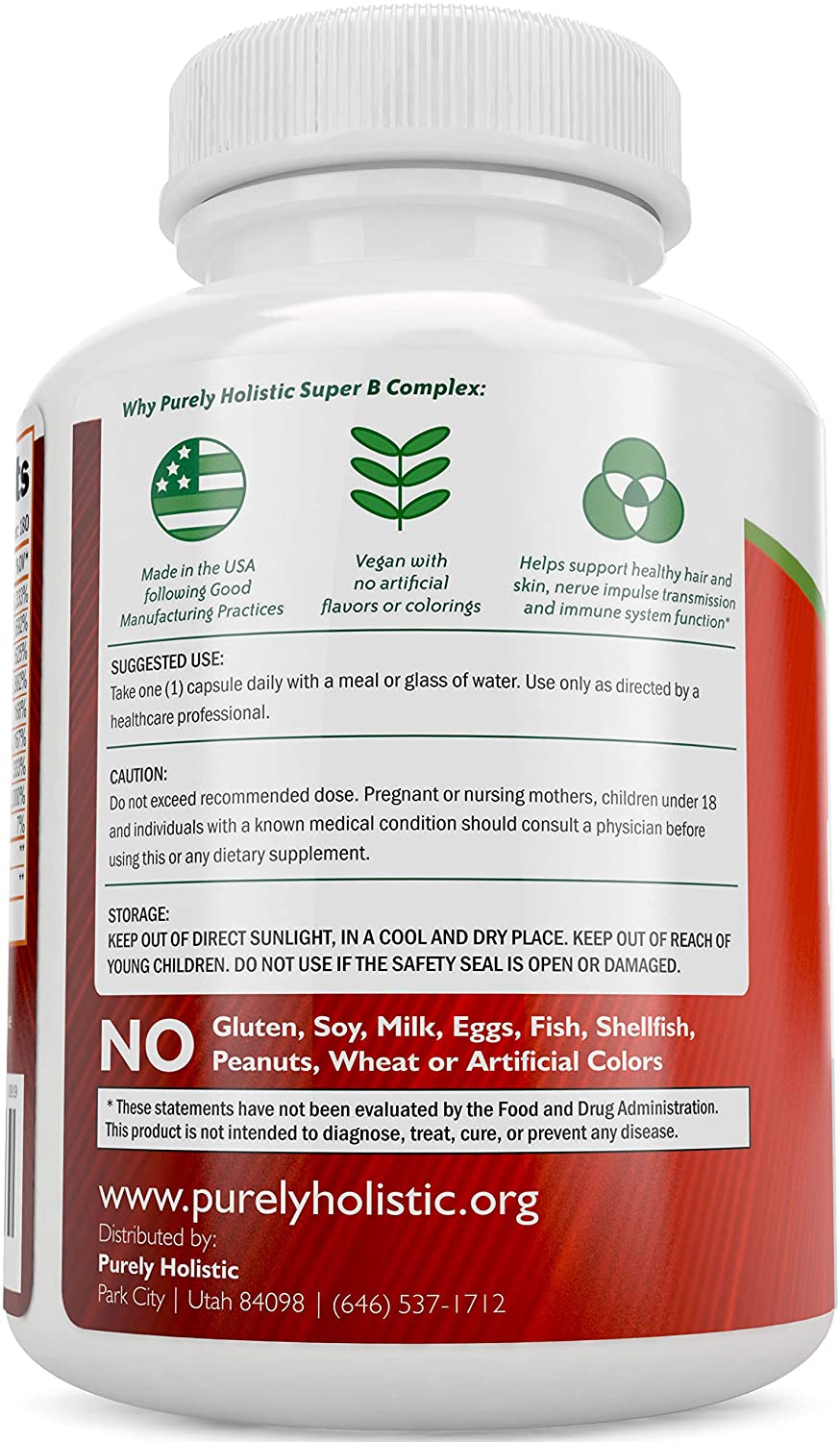 PURELY HOLISTIC, Vitamin B Complex, 180 Capsules
