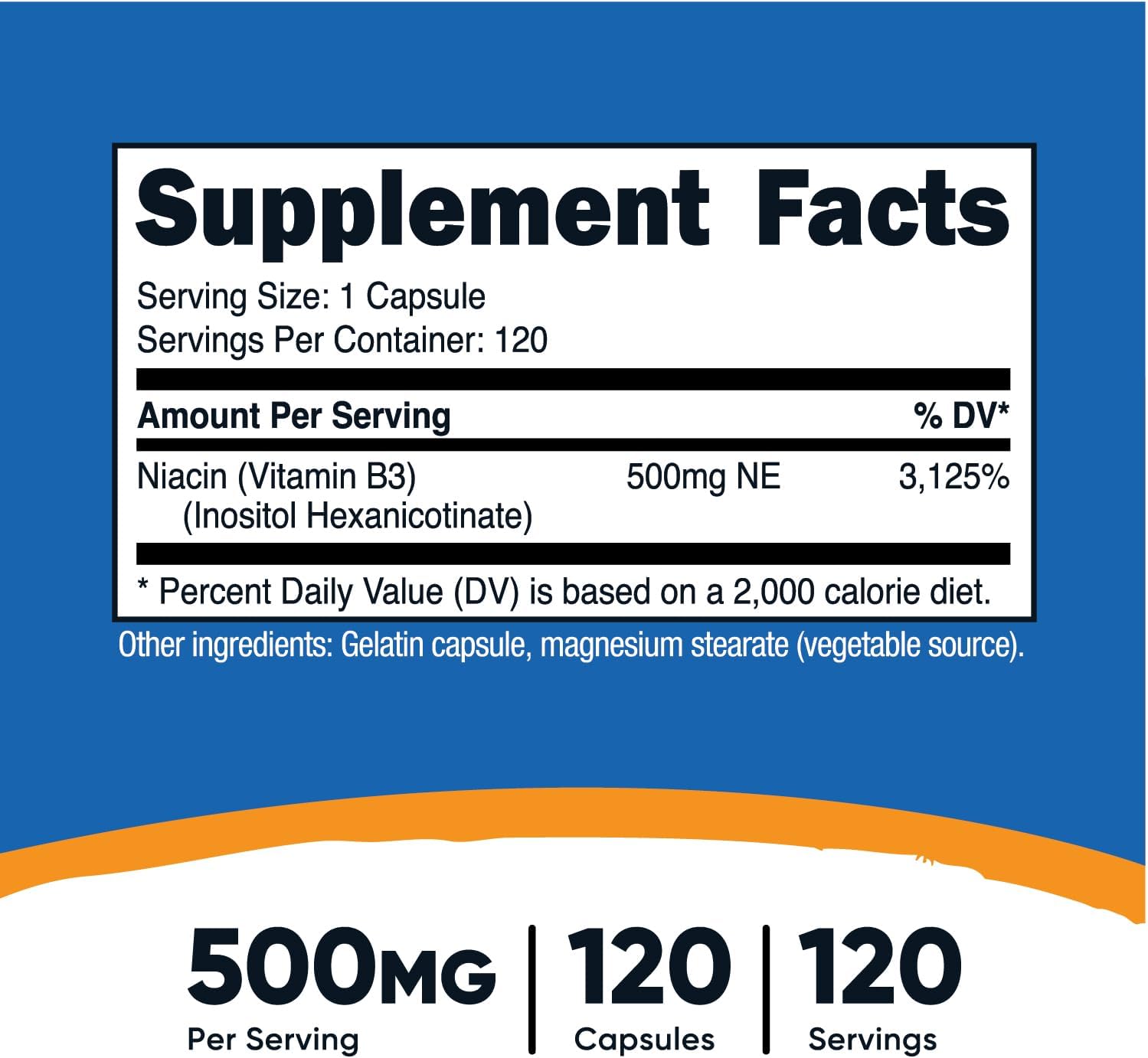 Nutricost, Flush-Free Niacin 500mg, Ingredients