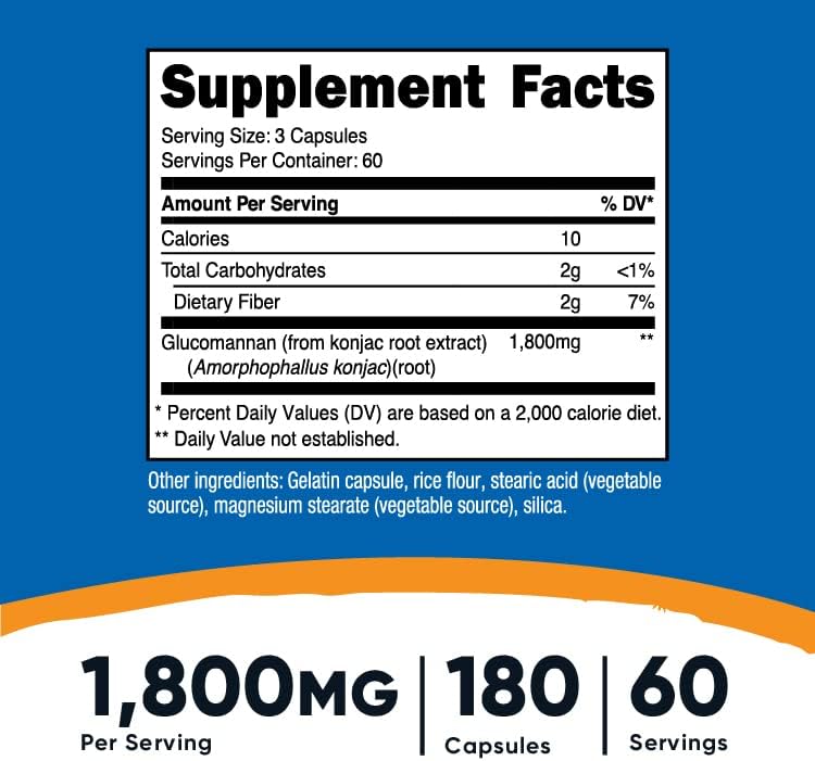 Nutricost, Glucomannan 1800mg,Ingredients