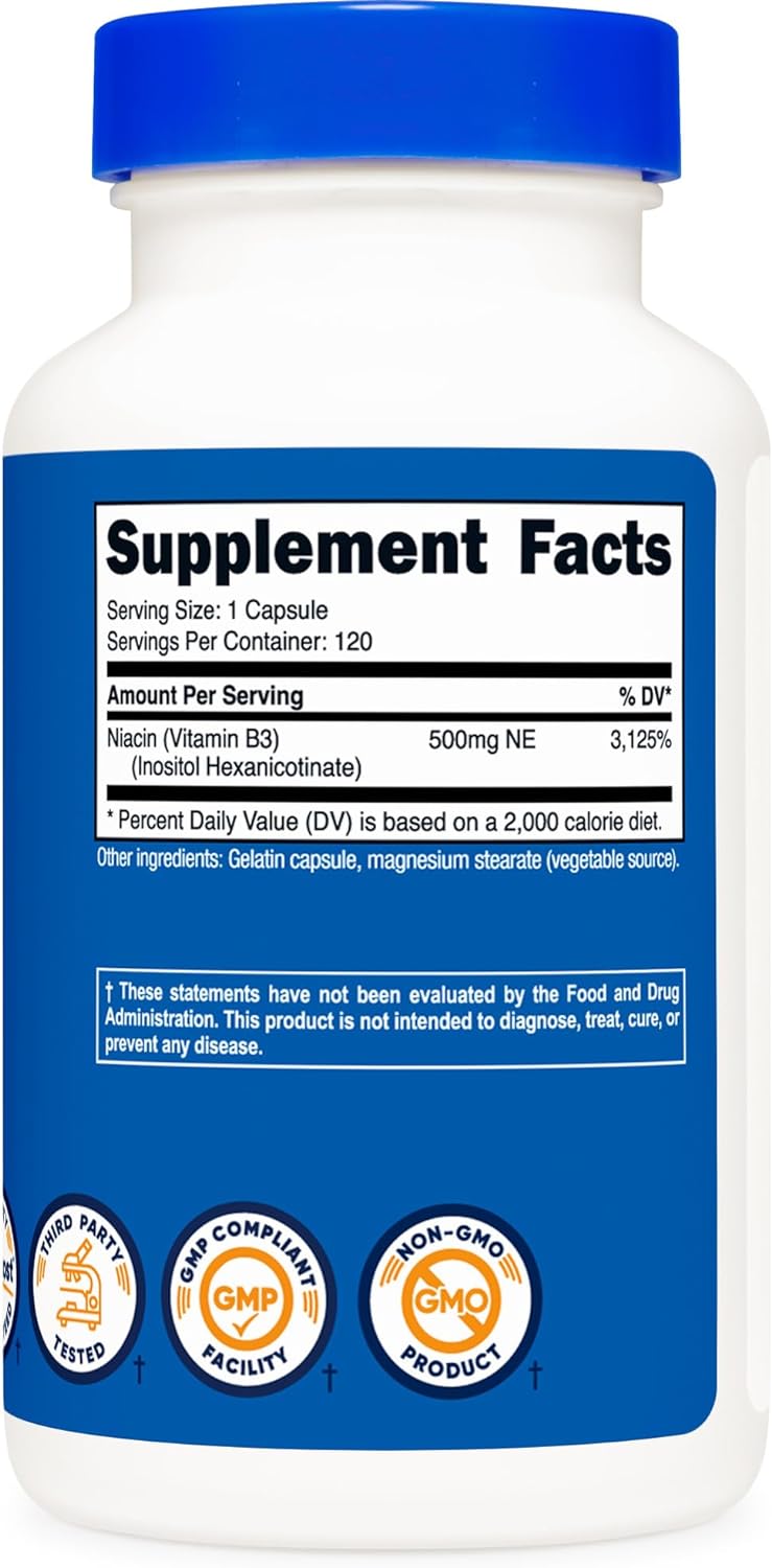 Nutricost, Flush-Free Niacin 500mg, Ingredients