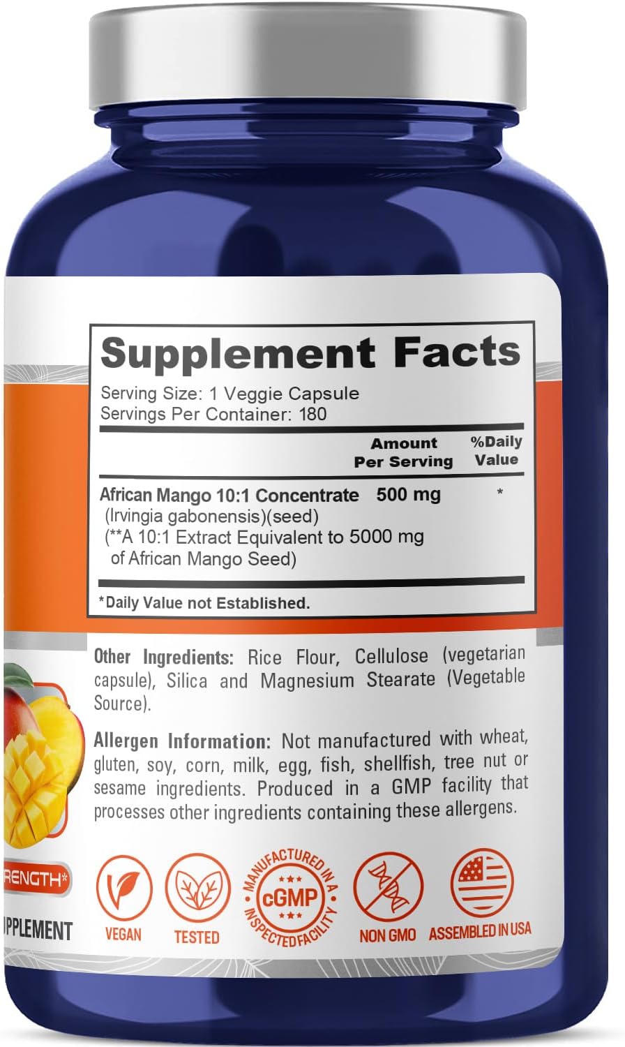 Nusapure African Mango Extract 5000 mg 180 Capsules - Image 2