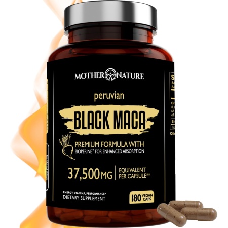 Organic Black Maca Root 750mg 180 Vegan Capsules