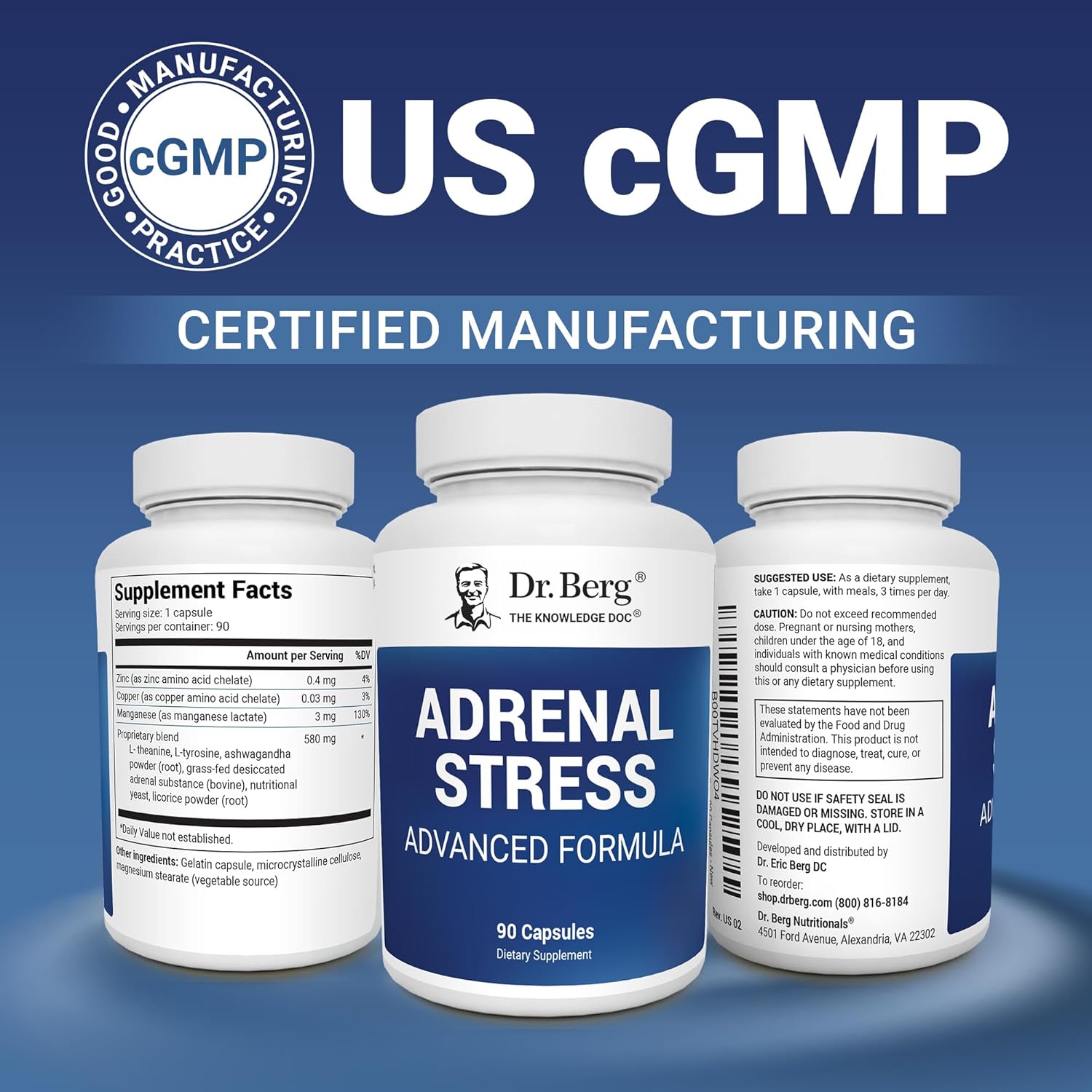 Dr. Berg’s Adrenal Stress Advanced Formula , Adrenal Supplements | 90 Capsules - Image 2