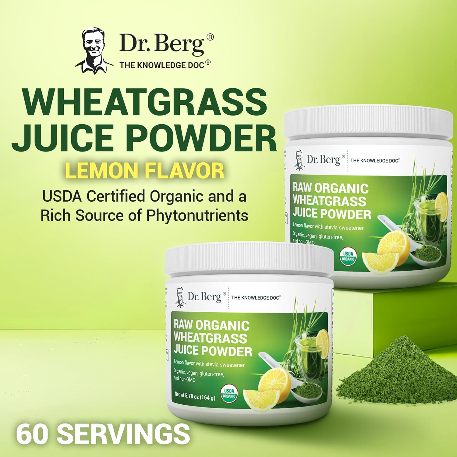 Dr. Berg's Raw Wheatgrass Juice Powder (Lemon Flavor) – 164 Grams - Image 7