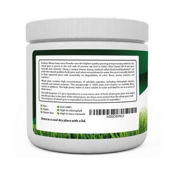 Dr. Berg’s Raw Wheatgrass Superfood, Organic Ultra-Concentrated Green Powder, 60 Servings