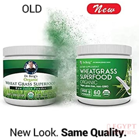 Dr. Berg’s Raw Wheatgrass Superfood, Organic Ultra-Concentrated Green Powder, New look