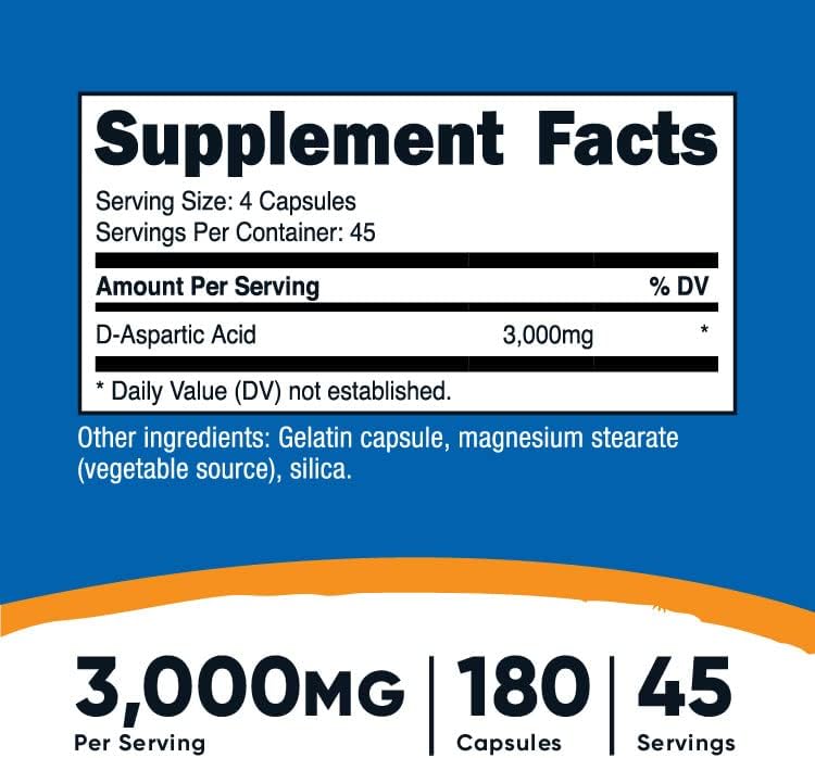 Nutricost, D-Aspartic Acid 3000mg, Ingredients
