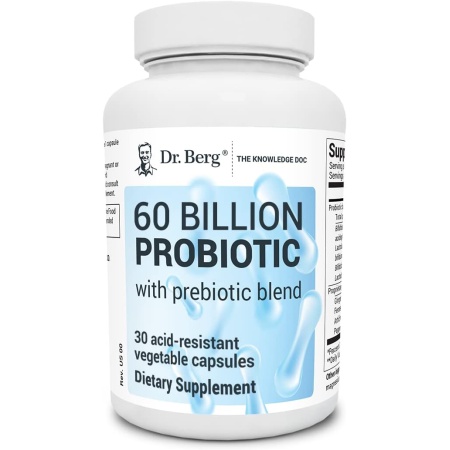 Dr berg 60 Billion Probiotic 30 capsules بروبيوتيك 60 مليار وحدة دولية للرجال والنساء بروبيوتيك عضوى وطبيعى، 30 كبسولة