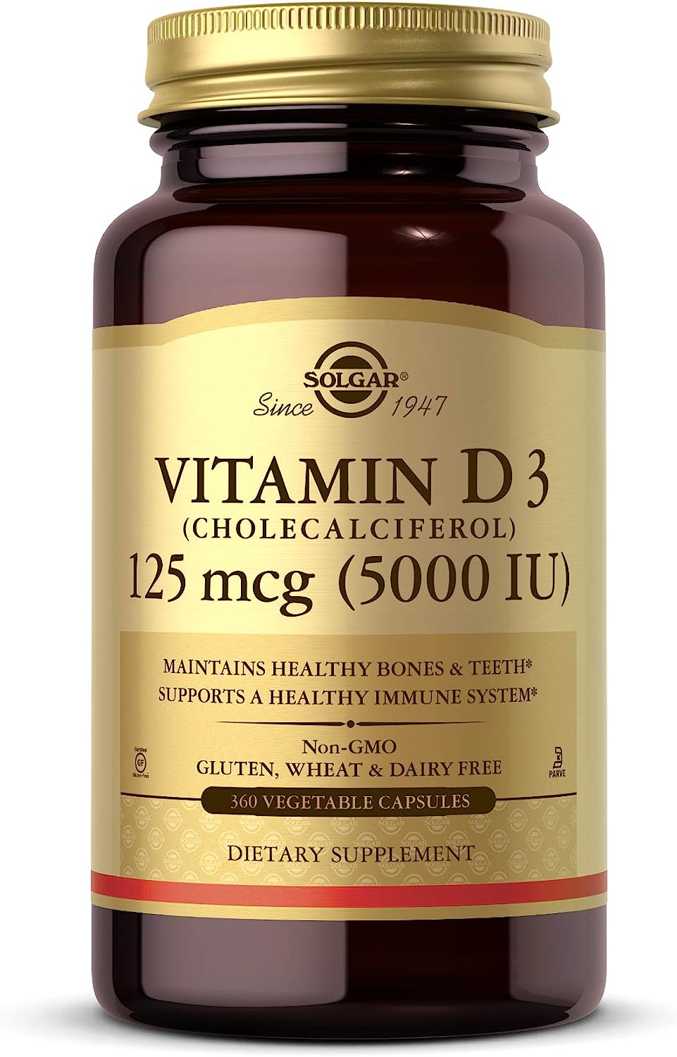 Solgar Vitamin D3 (Cholecalciferol) 125 mcg (5,000 IU)- 360 Capsules سولجر فيتامين د3 ، 5000 وحدة دولية ، لتحسين صحة الجهاز المناعى ، ولصحة العظام والأسنان ،360 سوفت جيل