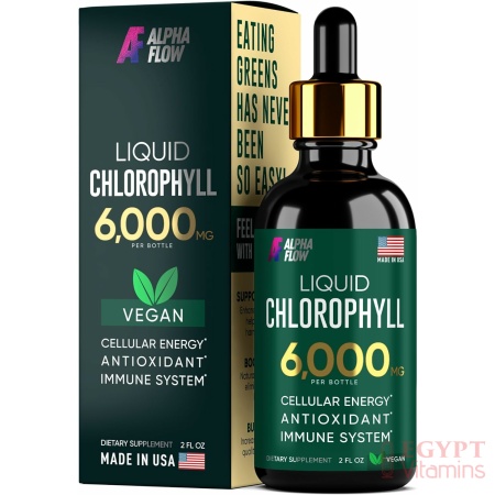 Chlorophyll Liquid Drops 6000 mg - Premium Liquid Chlorophyll & Organic Supplement - All-in-One Antioxidant for Immune Boost, Energy Increase, Digestion Support & Fast Detox - Non-GMO, Veganقطرات سائل كلوروفيل 6000 مجم كلوروفيل سائل ممتاز ومكملات عضوية - الكل في واحد مضاد للأكسدة لتعزيز المناعة وزيادة الطاقة ودعم الهضم وإزالة السموم السريعة - غير معدلة وراثياً ونباتي
