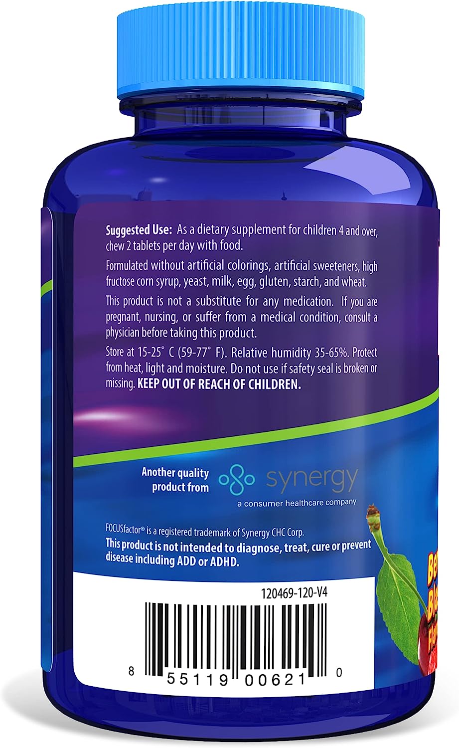 Focus Factor Kids Extra Strength Daily Chewable for Brain Health Support, Vitamins for Kids 120 Count فوكاس فاكتور كيدز للاستخدام اليومي للمضغ من اجل دعم صحة الدماغ، 120 قطعة، فيتامينات للاطفال - Image 6