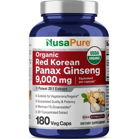 Nusapure Red Korean Panax Ginseng 9000mg 180 Caps