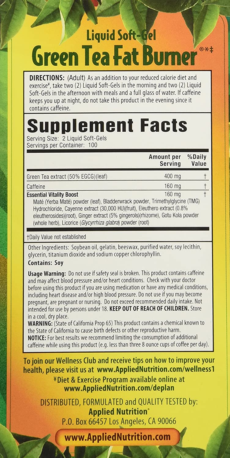 Green Tea Fat Burner, 200 Liquid Soft-Gels<BR/>كبسولات الشاى الأخضر حارق الدهون لانقاص الوزن بطريقة امنة وسريعة، تركيز عالى 200 مجم للكبسولة ،200 كبسولة - Image 5