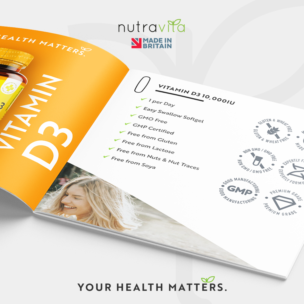 Nutravita Vitamin D3 10,000iu (250µg) - 365 capsulesنيوترافيتا فيتامين د3 10000 وحدة دولية ، 365 سوفت جيل - Image 4